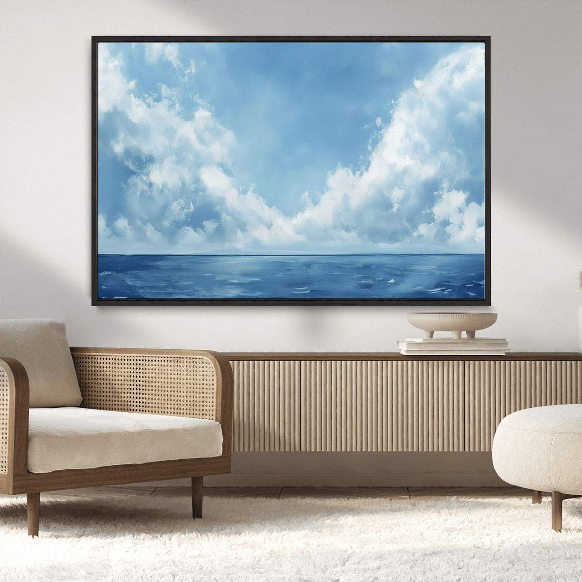 Abstract Ocean Print Artwork- Serene Blue Ocean Canvas Wall