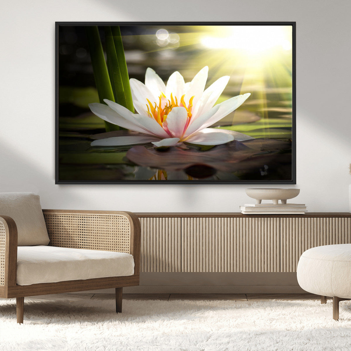 Lotus Flower Wall Art Canvas Print, Water Lily Large Wall
