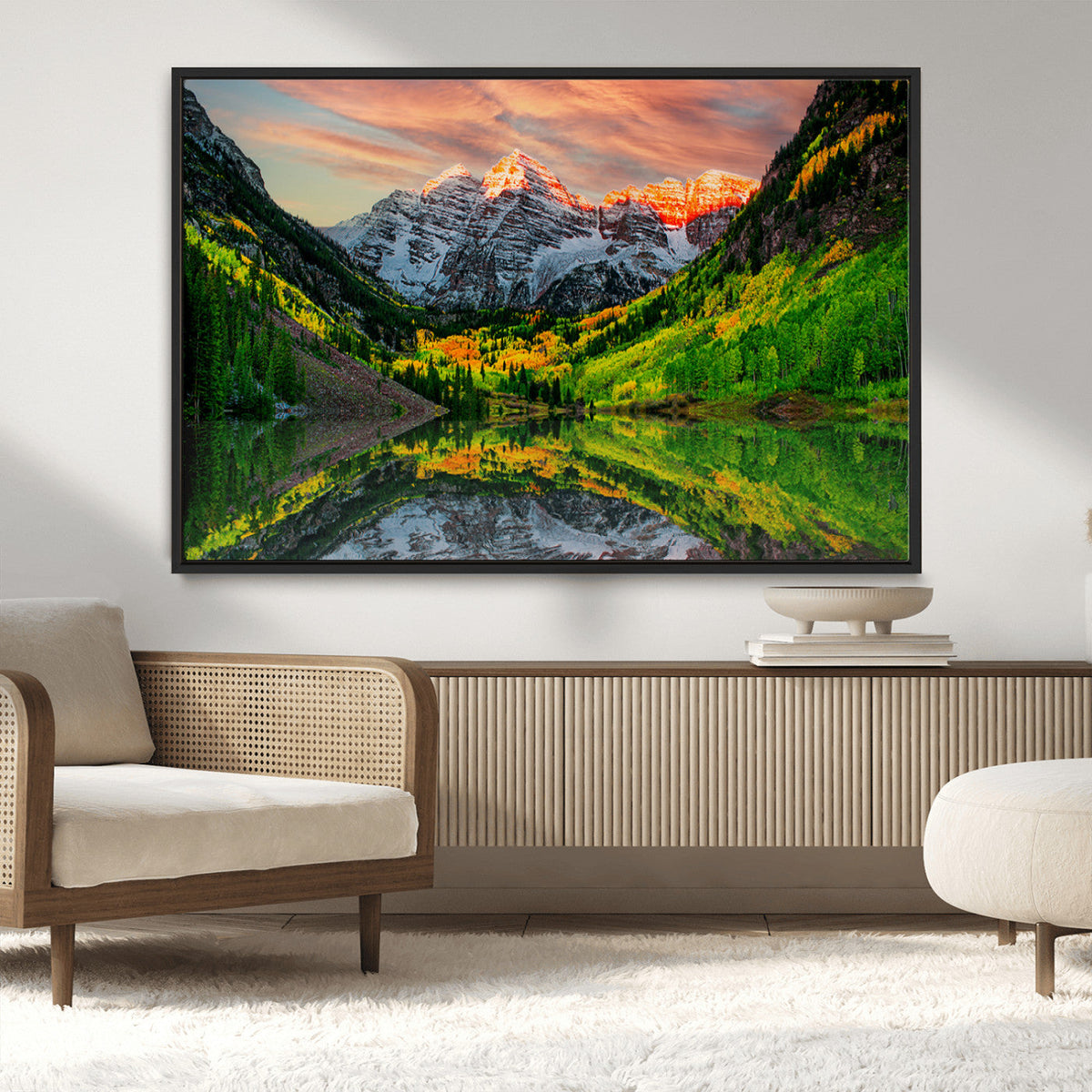 Maroon Bells Lake Wall Art Canvas Print – Framed Majestic