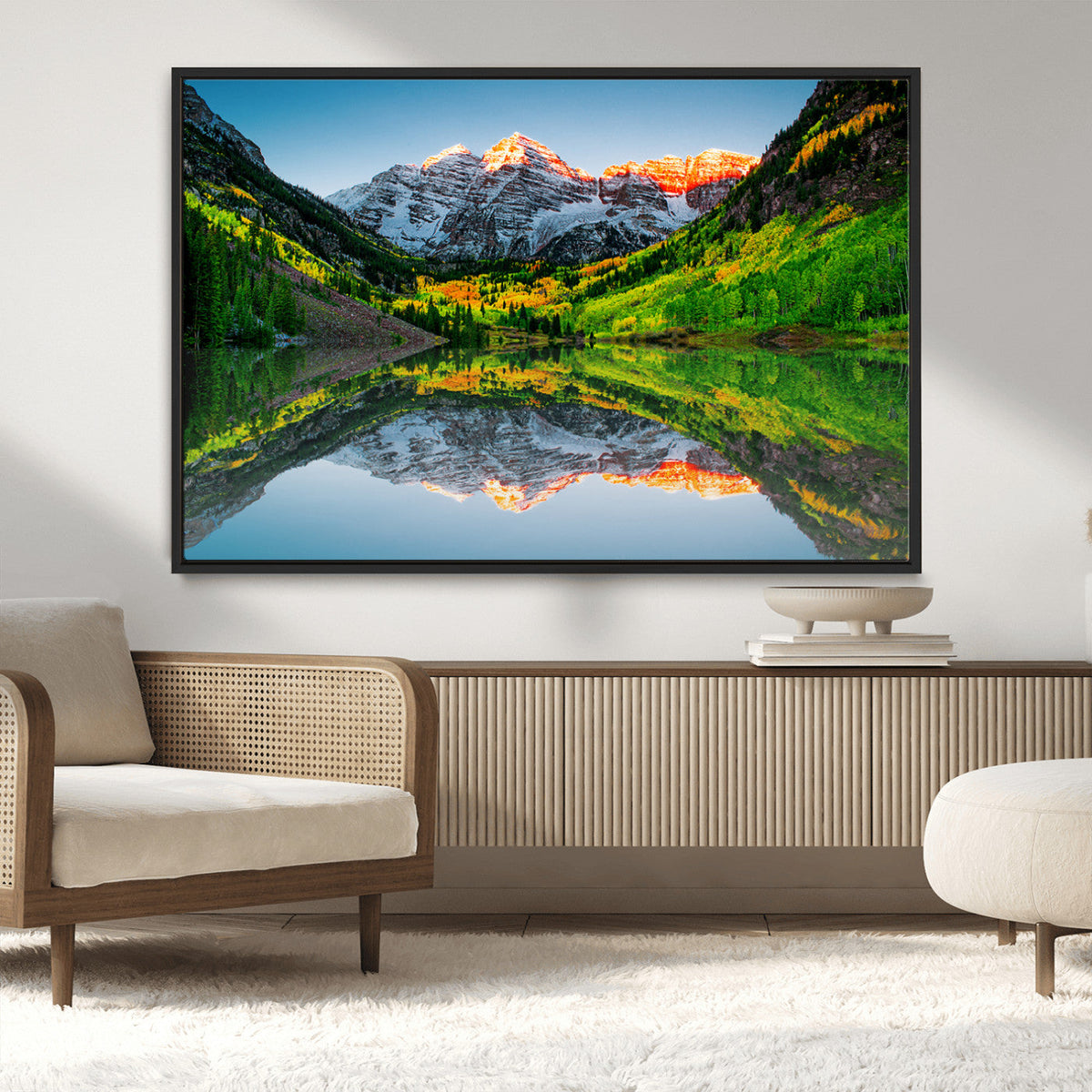 Maroon Bells Lake Wall Art Canvas Print – Framed Majestic