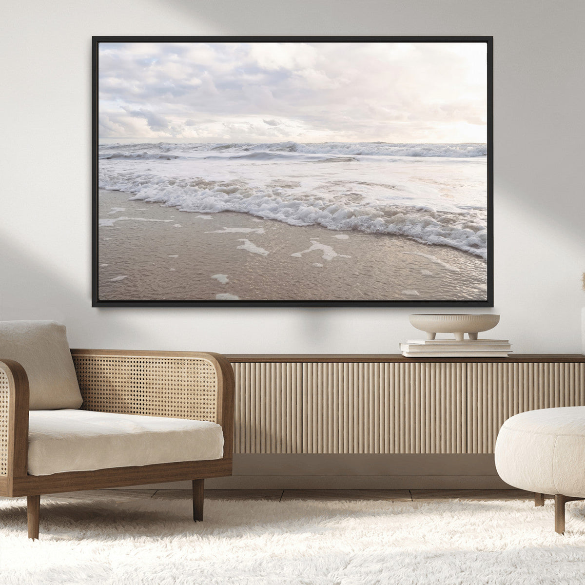 Ocean Waves Wall Art Canvas Print – Framed Coastal Shoreline