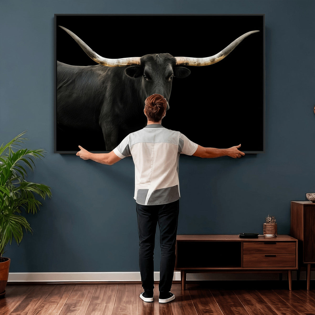 Longhorn Cattle Wall Art Canvas Print – Framed Texas Ranch