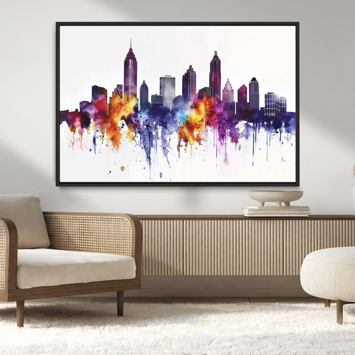 Atlanta Skyline Wall Art Canvas Print – Framed Colorful