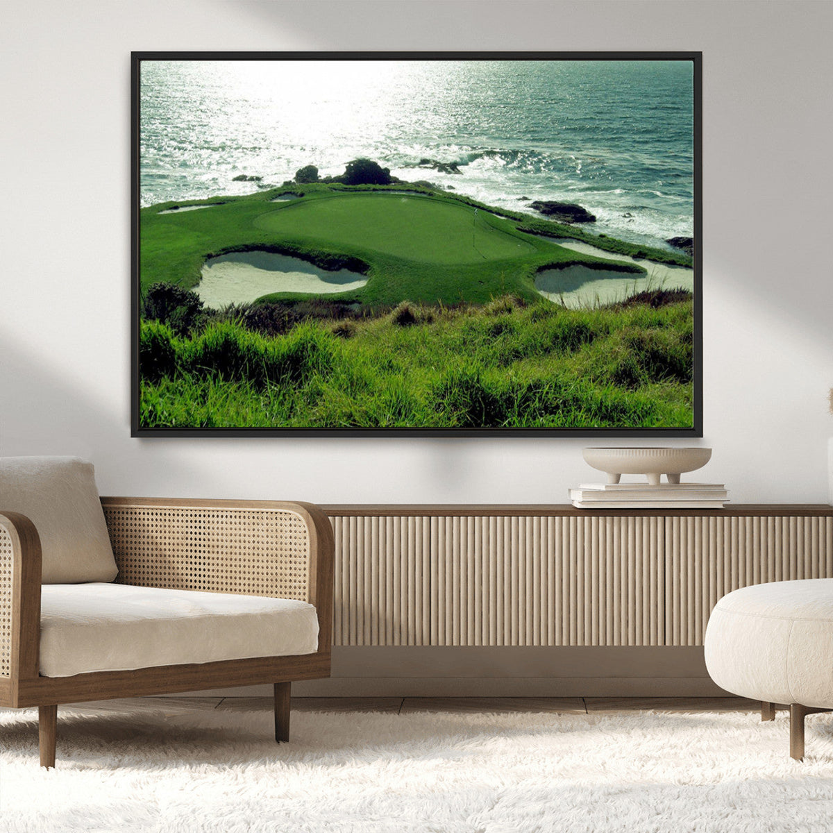 Coastal Golf Course Wall Art Canvas Print – Scenic Green
