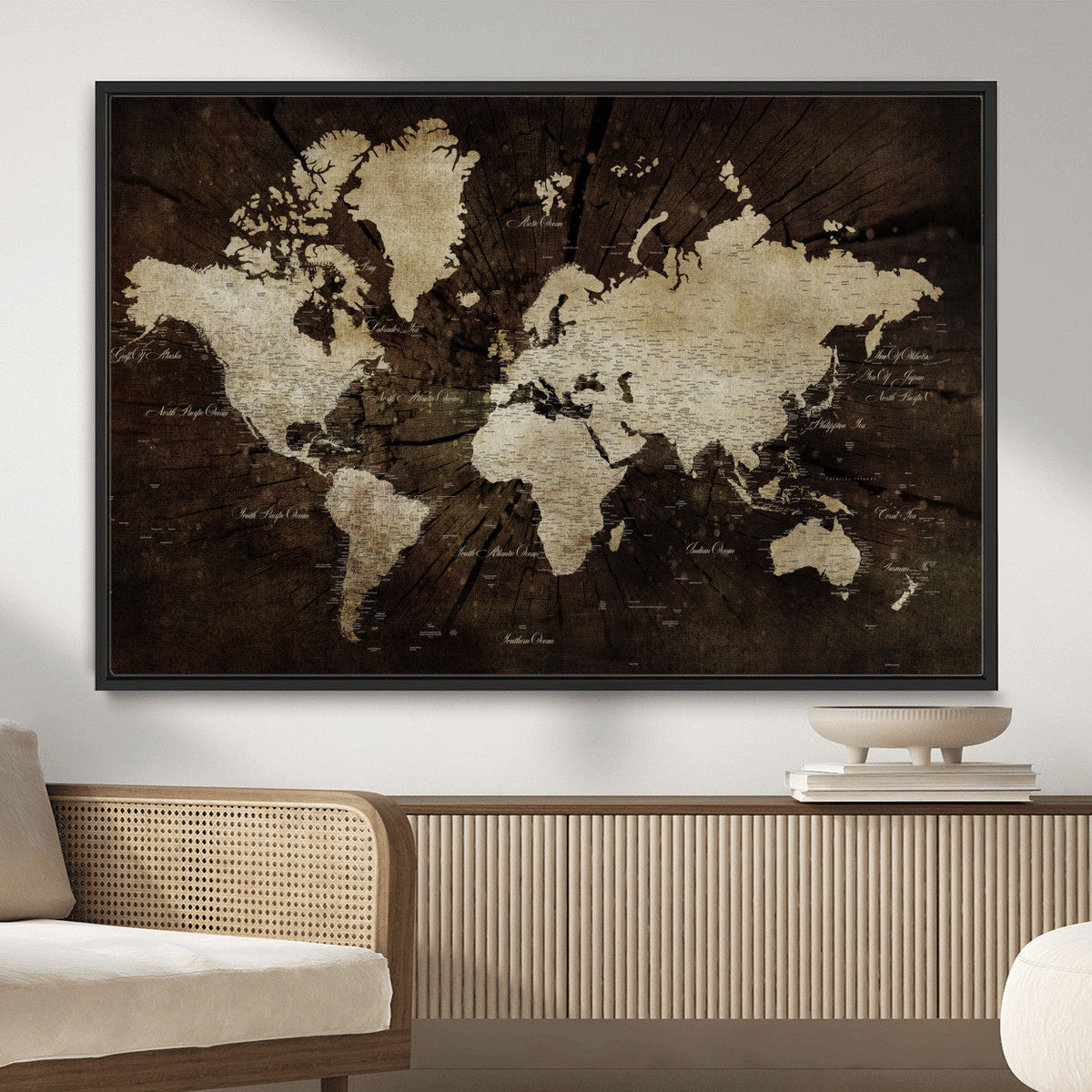 World Map Wall Art Canvas Print – Framed Travel Map Wall Art