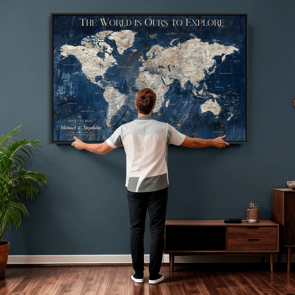 Custom Push Pin Travel Map Wall Art Canvas Print –