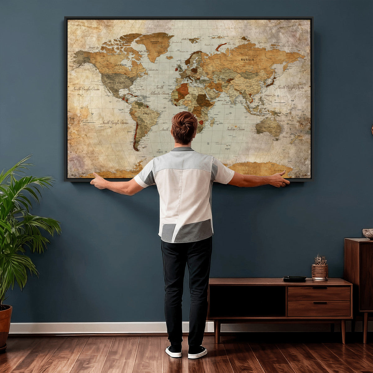 World Map Canvas Print – Detailed Map of the World Wall Art