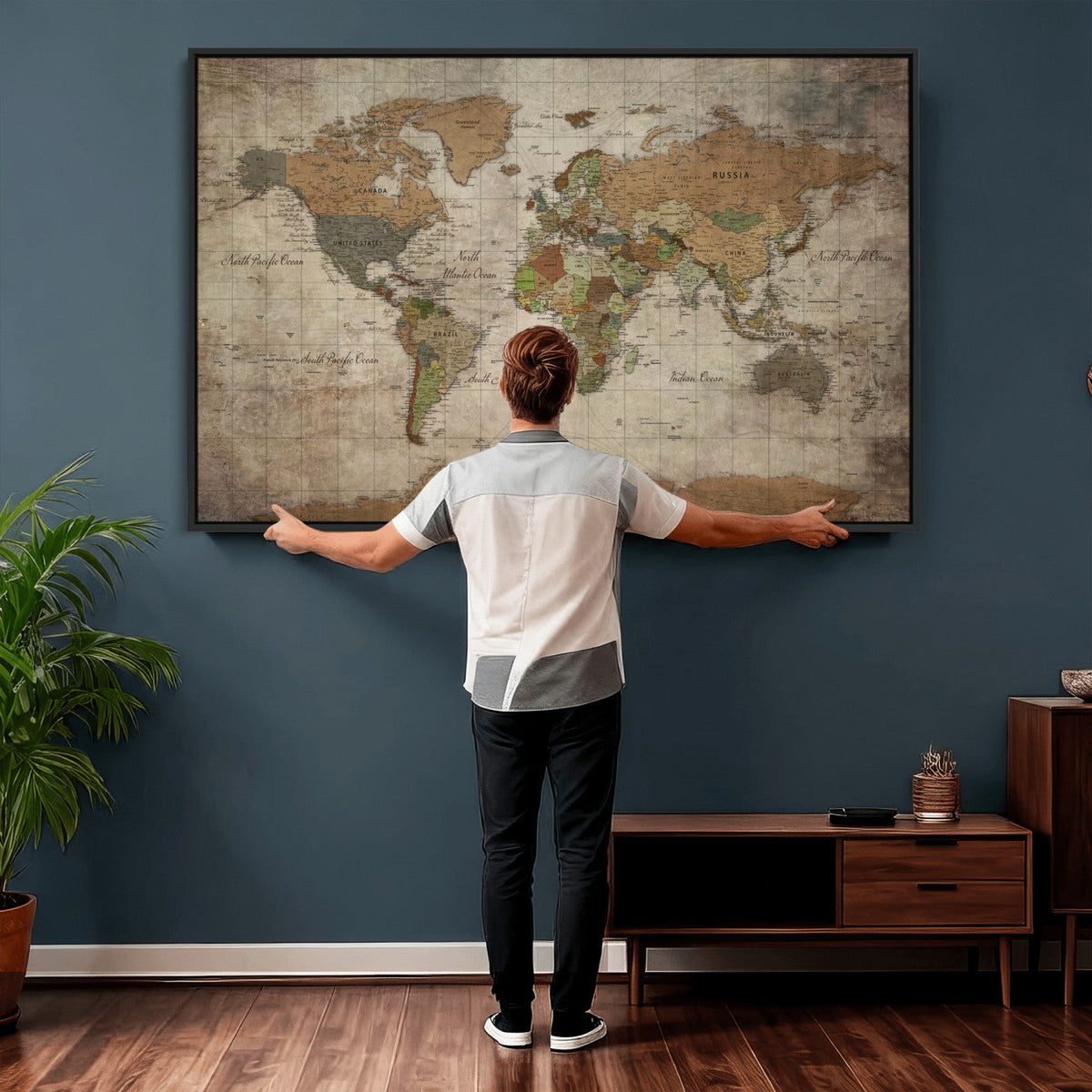 World Map Canvas Print – Framed Travel Map Wall Art for
