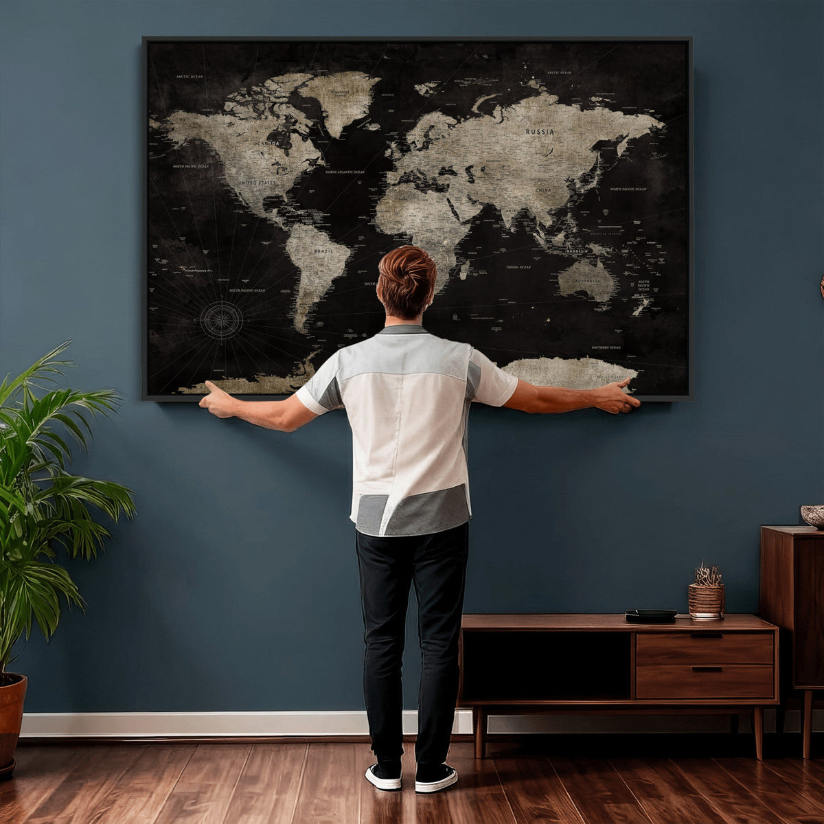 Detailed World Map Wall Art Print - Large Framed World Map