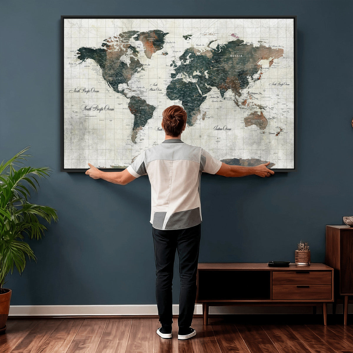 World Map Canvas Print – Framed Travel Map Wall Art for