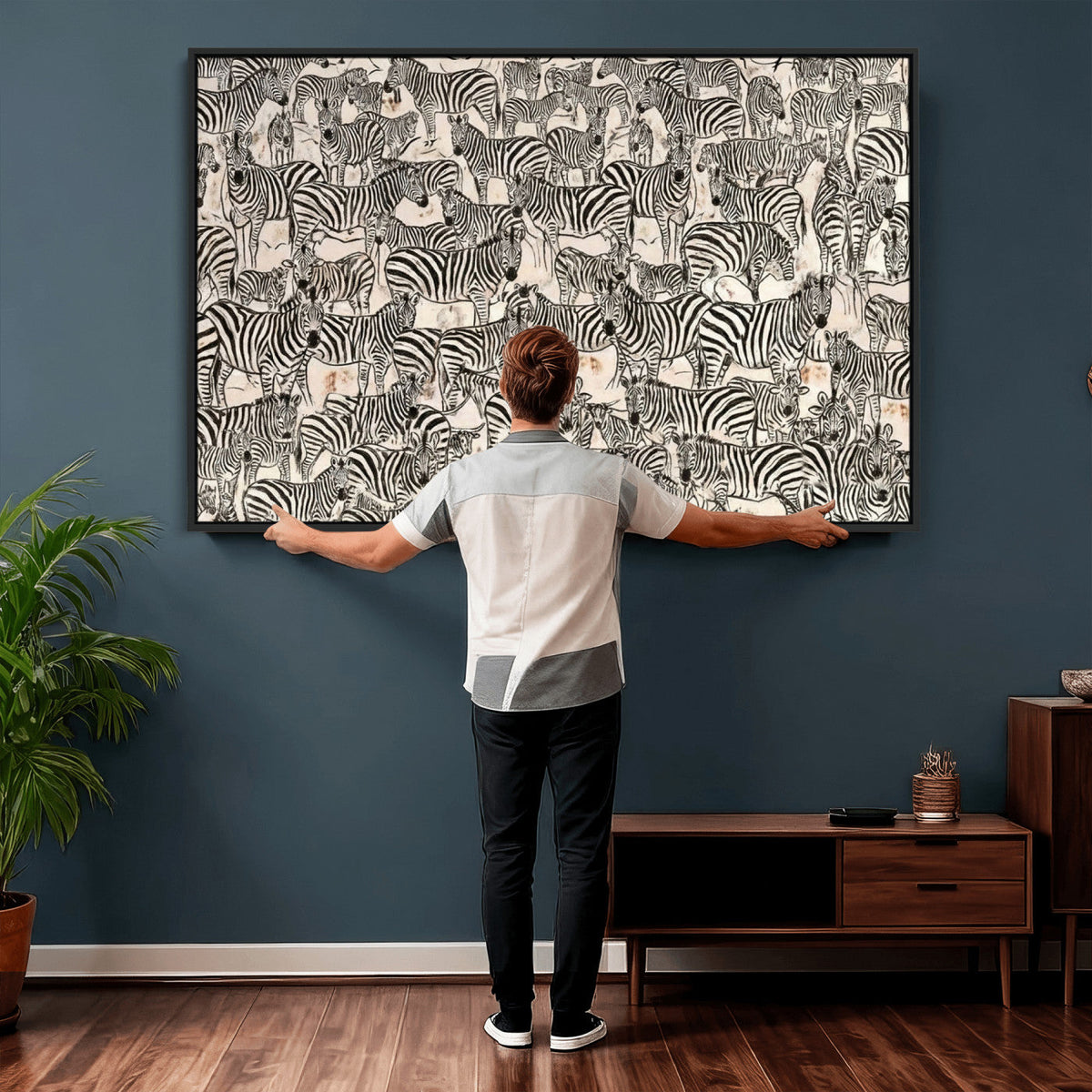 Abstract Zebra Wall Art Canvas Print for Farmhouse Decor