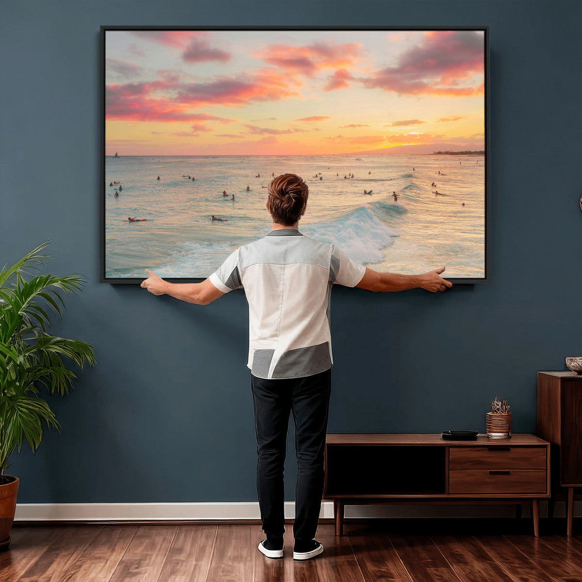 Sunset Beach Wall Art Canvas Print – Soft Coastal