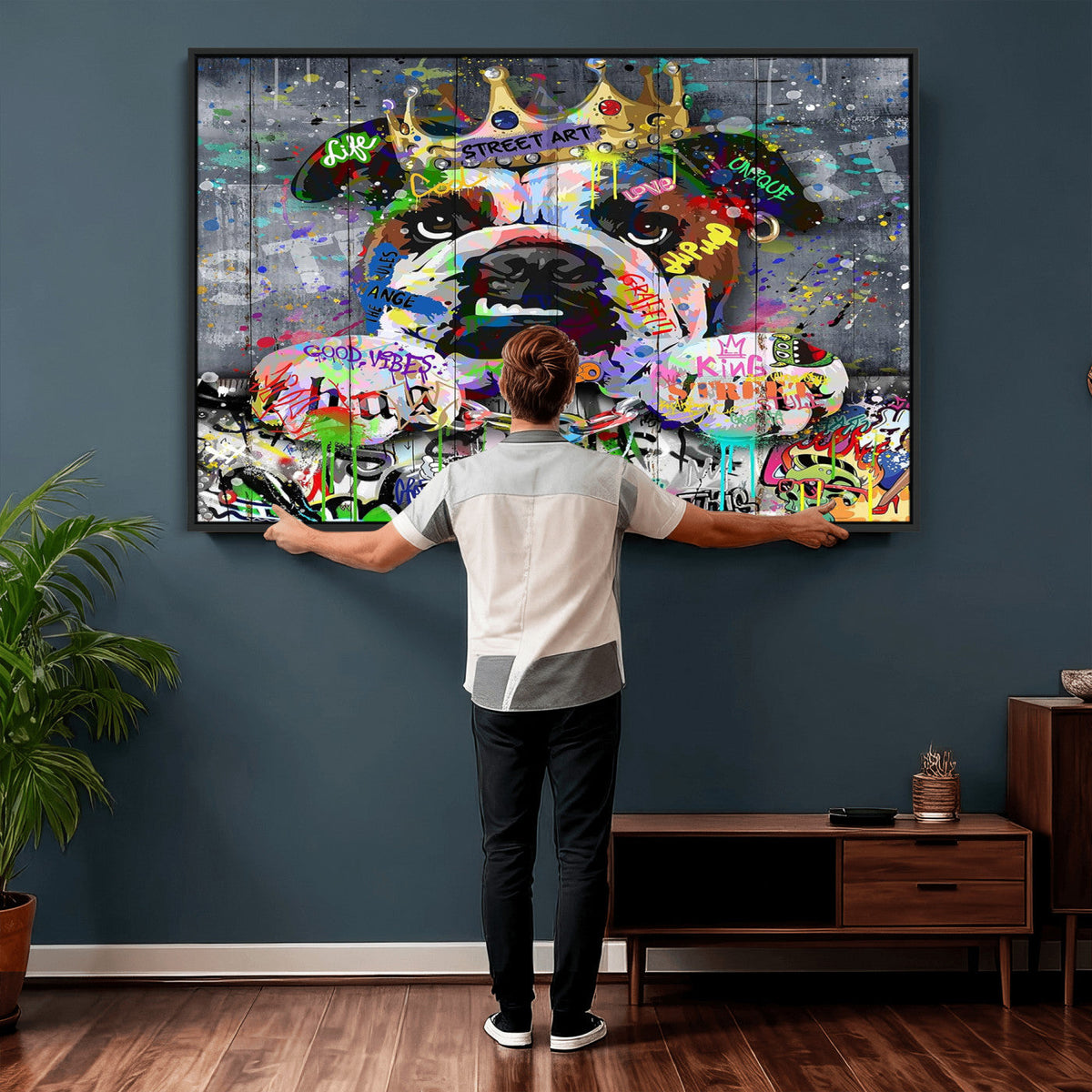 Graffiti Dog Wall Art Decor for Teen Bedroom - Abstract