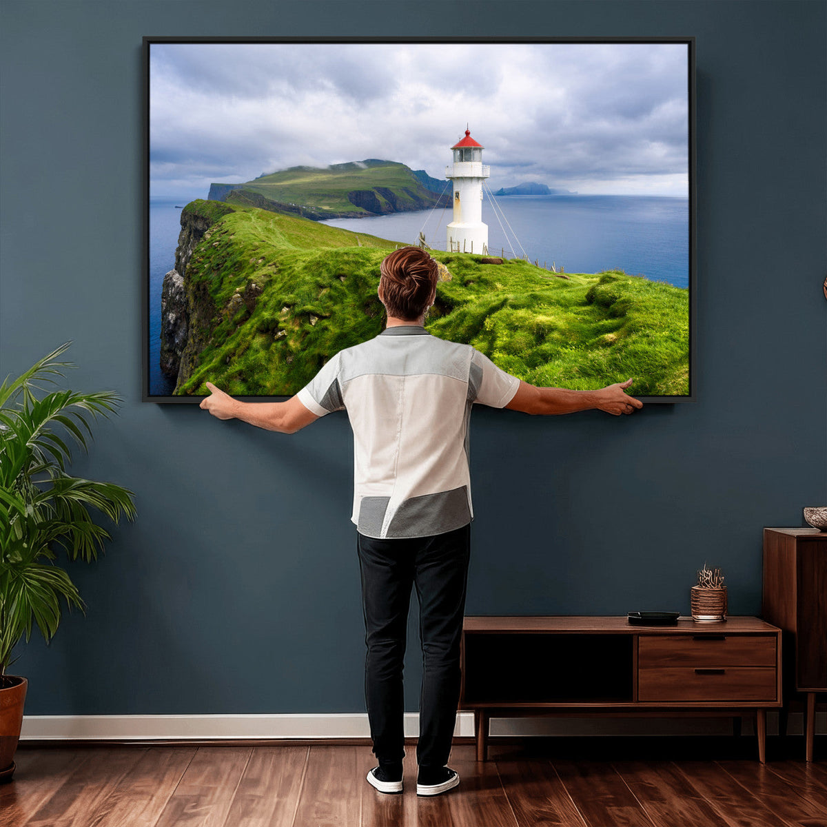 Cliffside Lighthouse Wall Art Canvas Print – Coastal