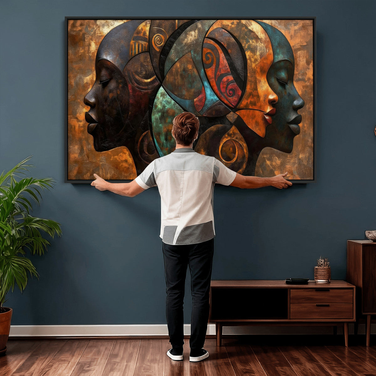 Abstract Afro American Women Wall Art Canvas Print