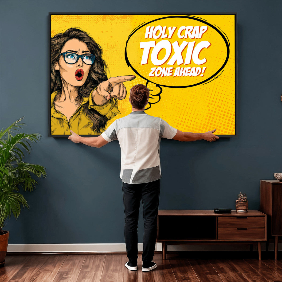 Pop Art Print Bathroom Sign Wall Art Canvas Print — Funny