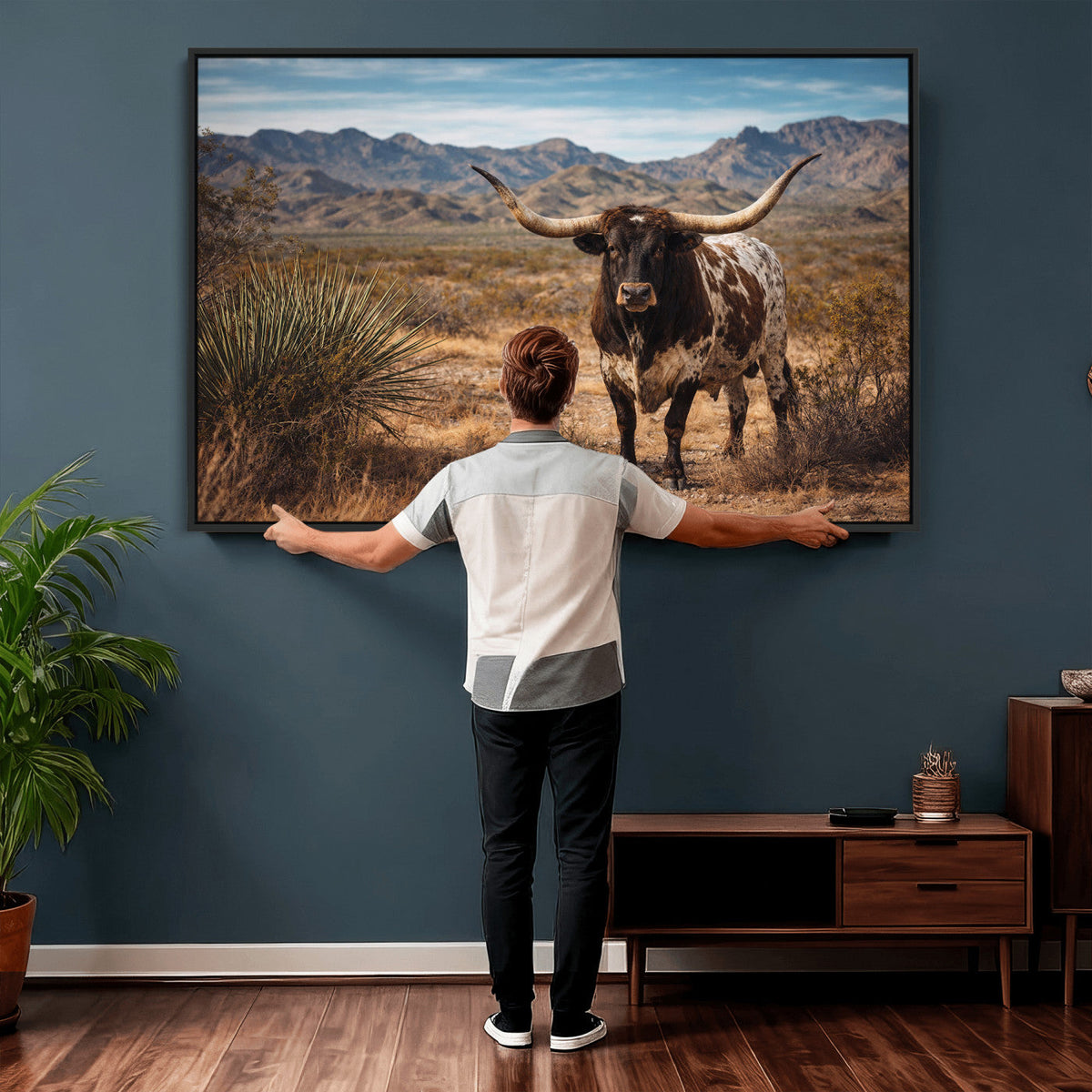 Texas Longhorn Canvas Wall Art Western Bull Desert Moody