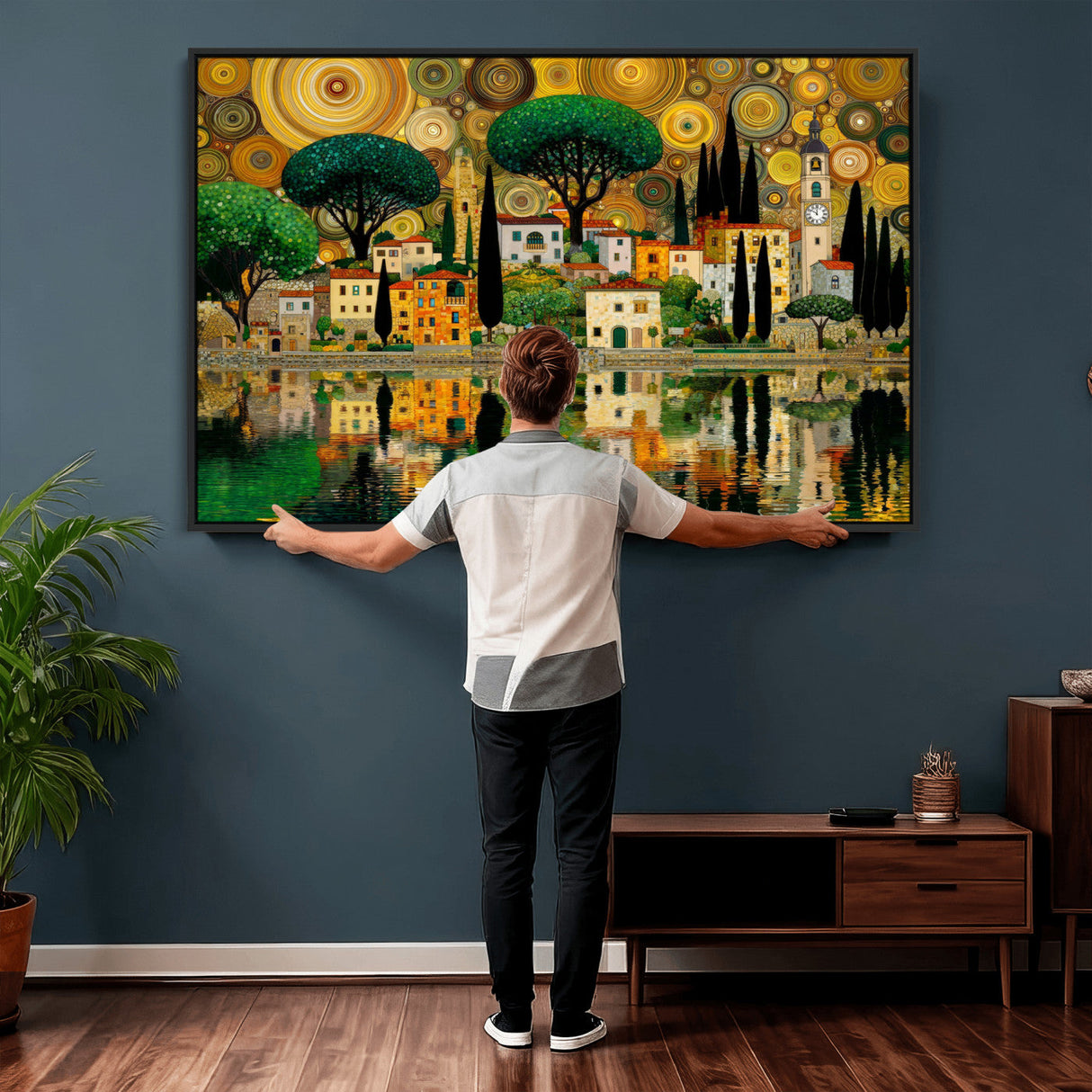 Gustav Klimt Golden Cityscape Wall Art Canvas Print,