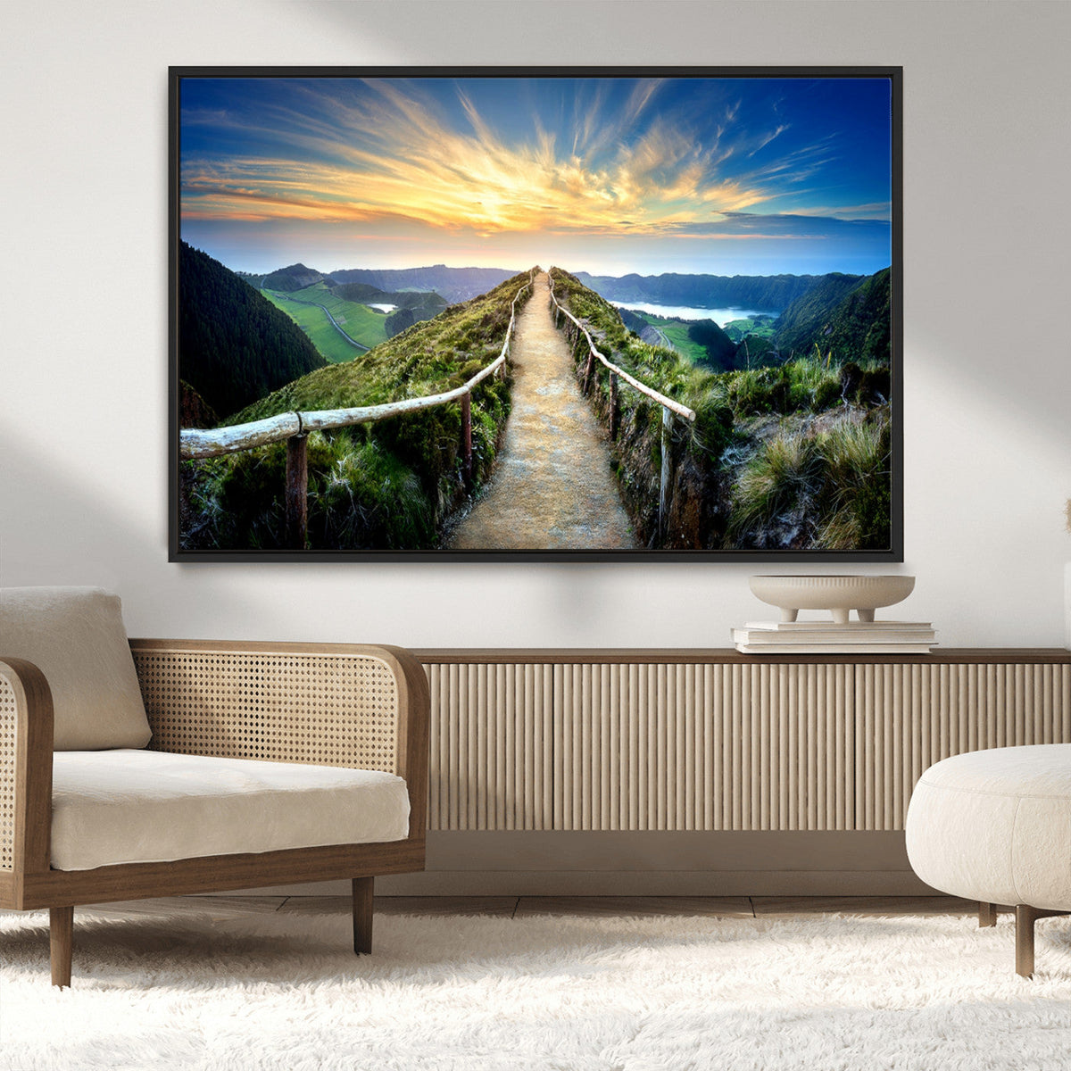 Mountain and Sunset Wall Art Canvas Print