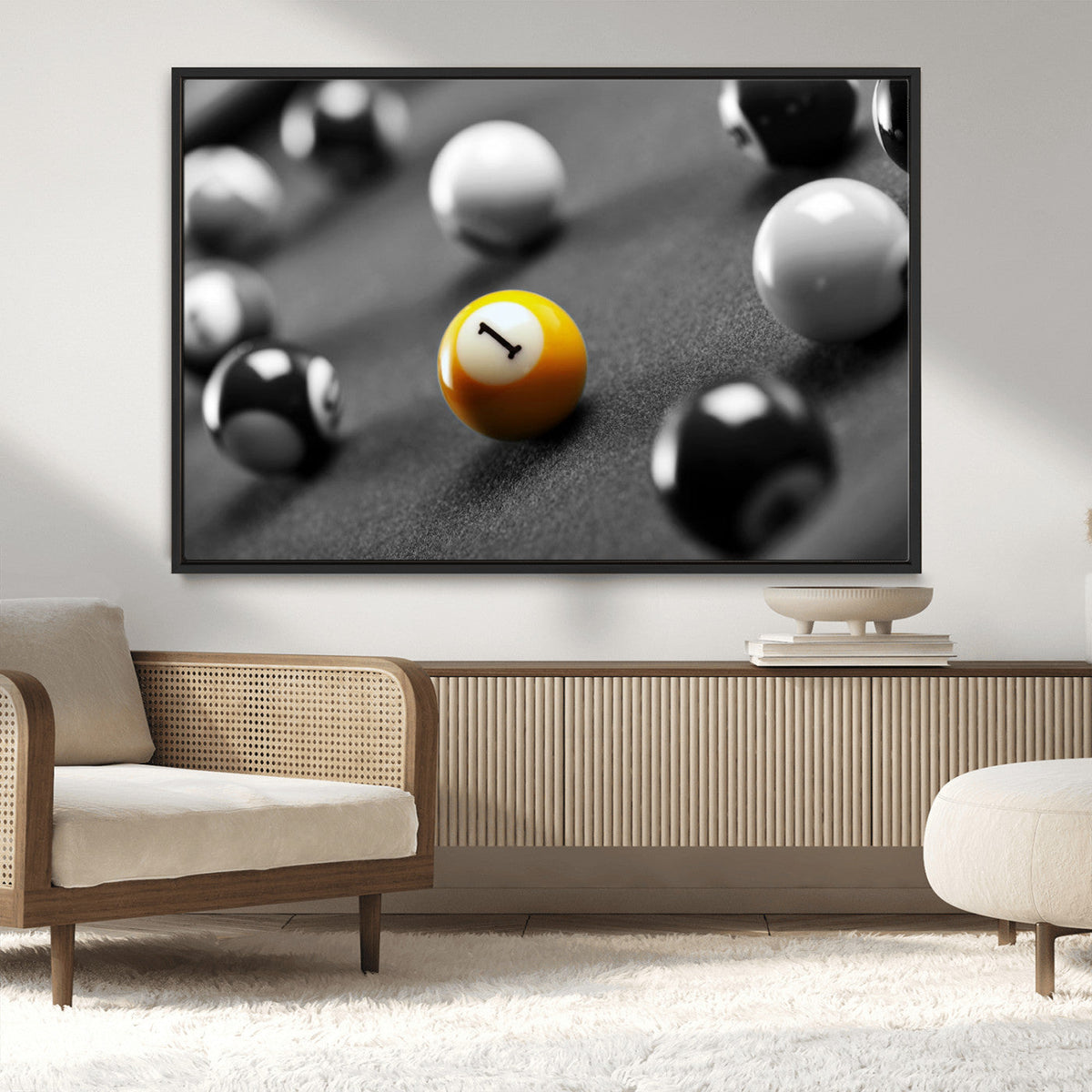 Wall Art Pool Table and Balls Canvas Print