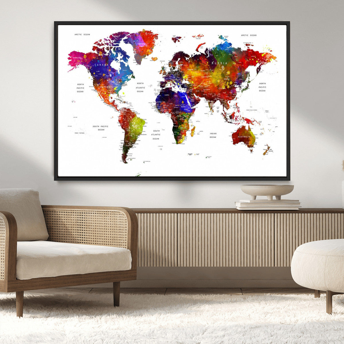 World Map Canvas Print – Detailed Map of the World Wall Art