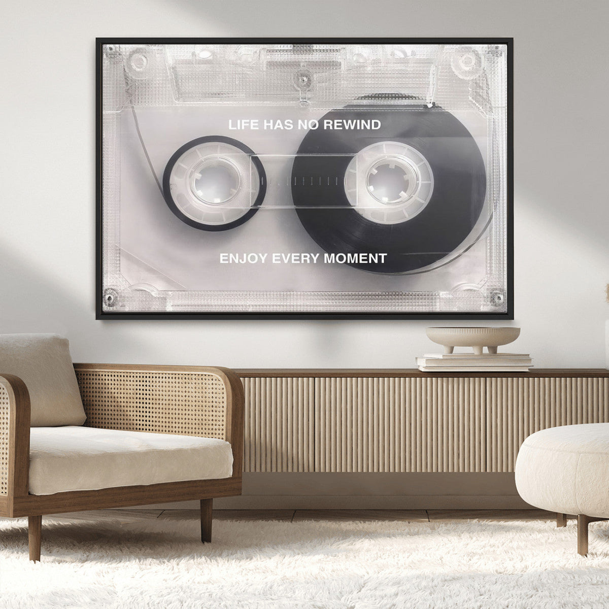 Vintage Cassette Tape Canvas Wall Art - Inspirational 'Life