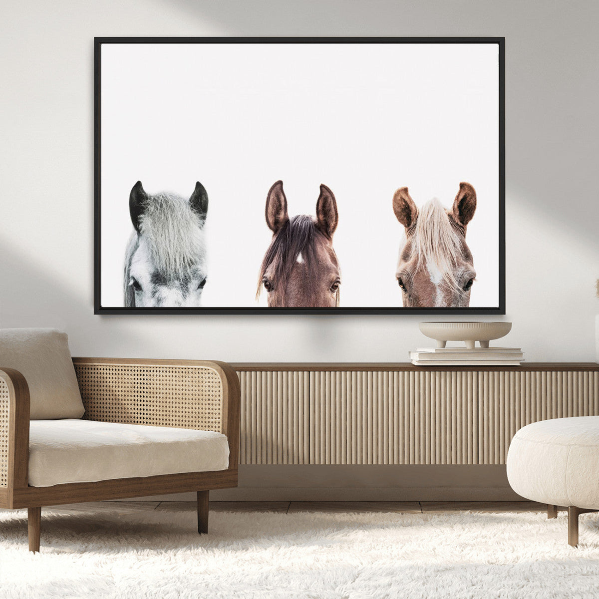Horse Wall Art - Minimalist Horse Triptych Wall Art – Modern