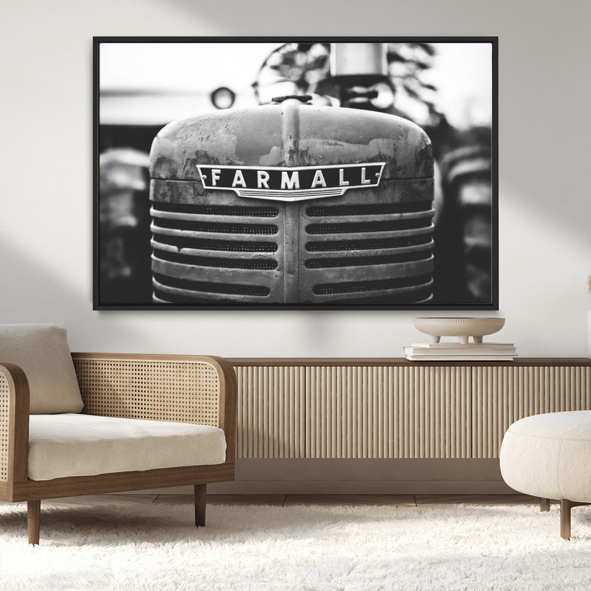 Vintage Farmall Tractor Wall Art Canvas Print, Rustic