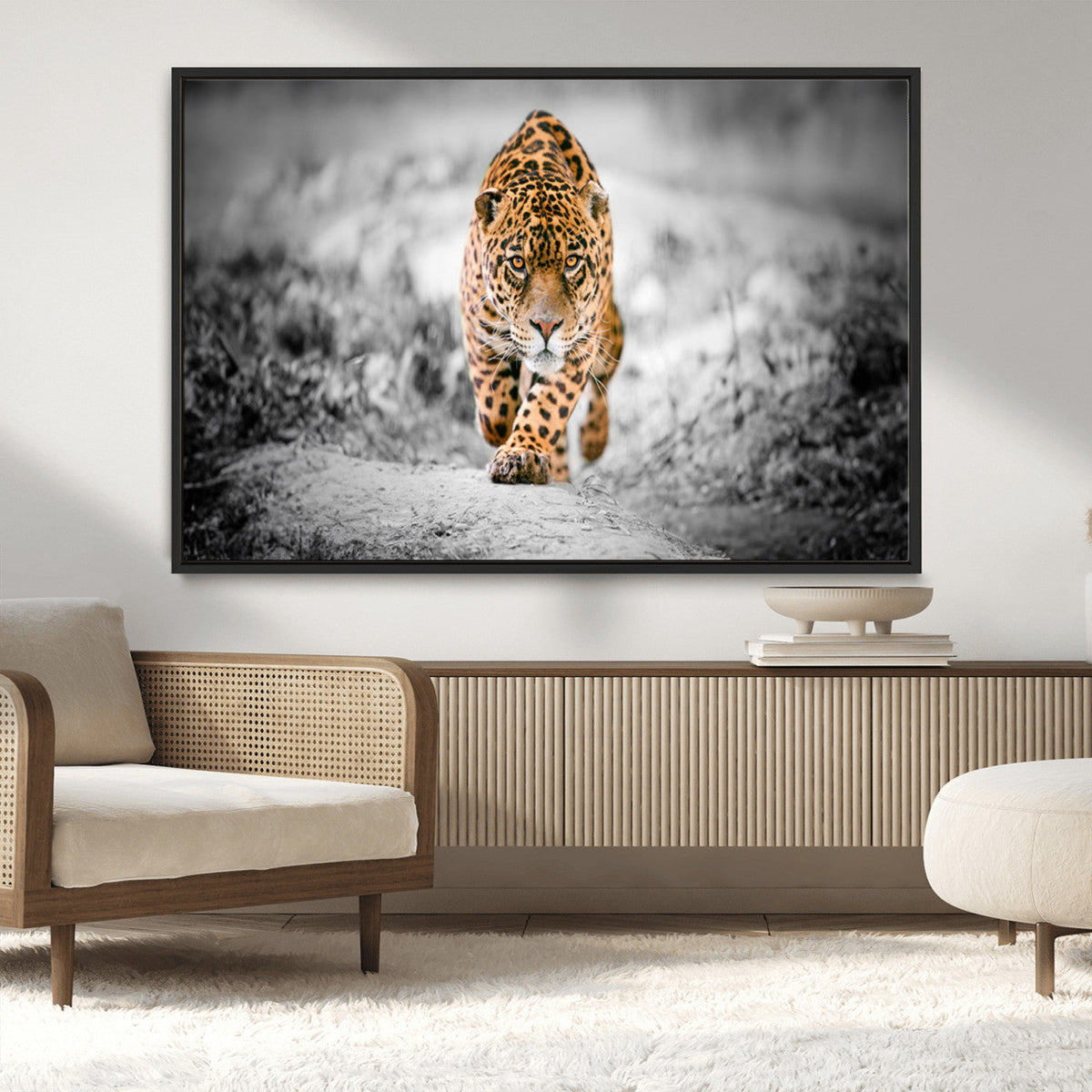 Jaguar Wall Art Canvas Print - Majestic Big Cat in Focused