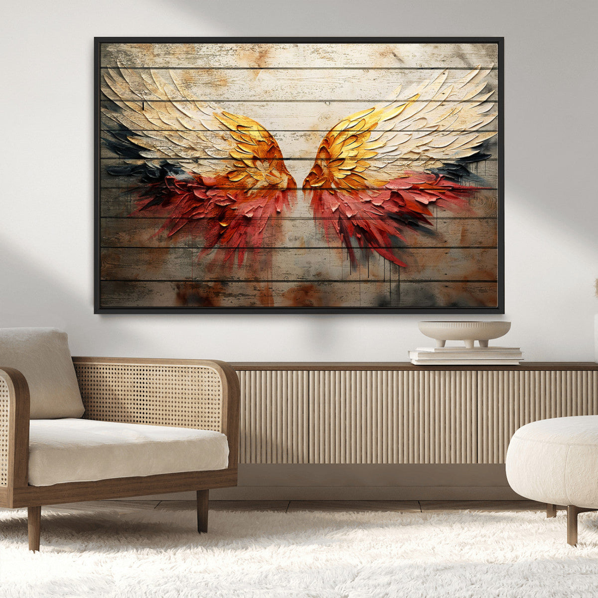Abstract Angel Wings Canvas Wall Art – Framed and Ready to