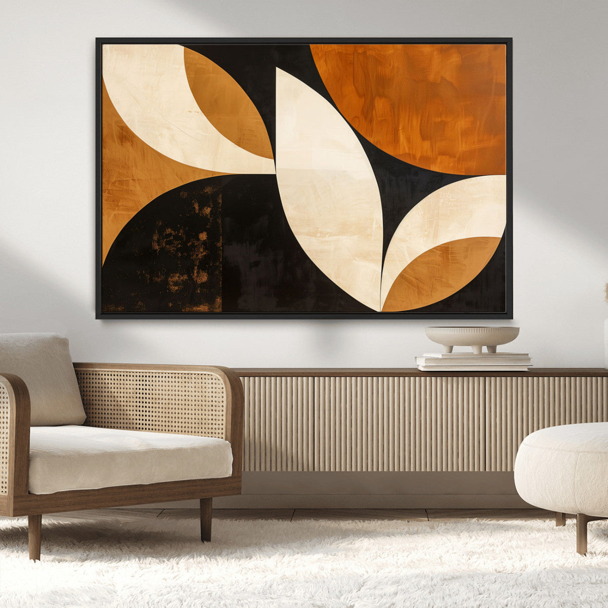 Geometric Abstract Wall Art Canvas Print, Mid Century Modern