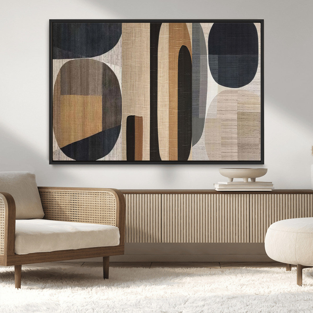 Abstract Minimalist Canvas Wall Art - Neutral Geometric