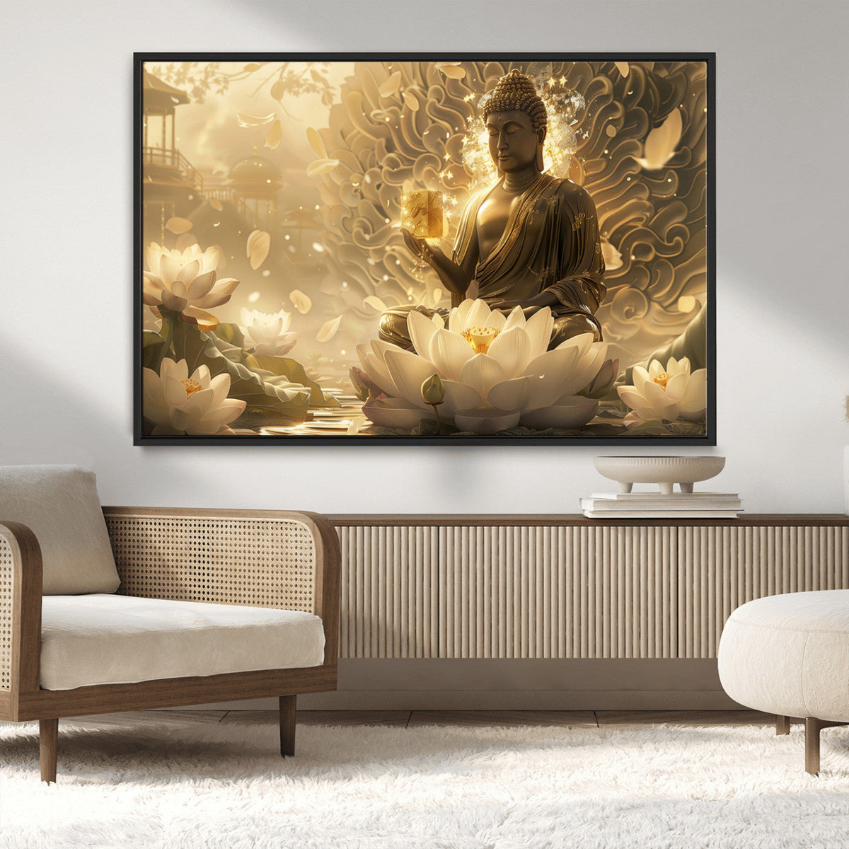 Golden Buddha Wall Art | Yoga Room Decor and Meditation Room