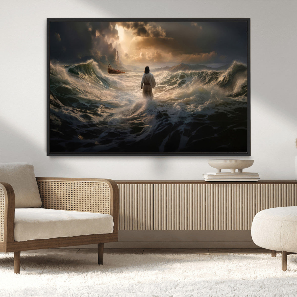 Jesus Walking on Water Wall Art Canvas Print - Religious
