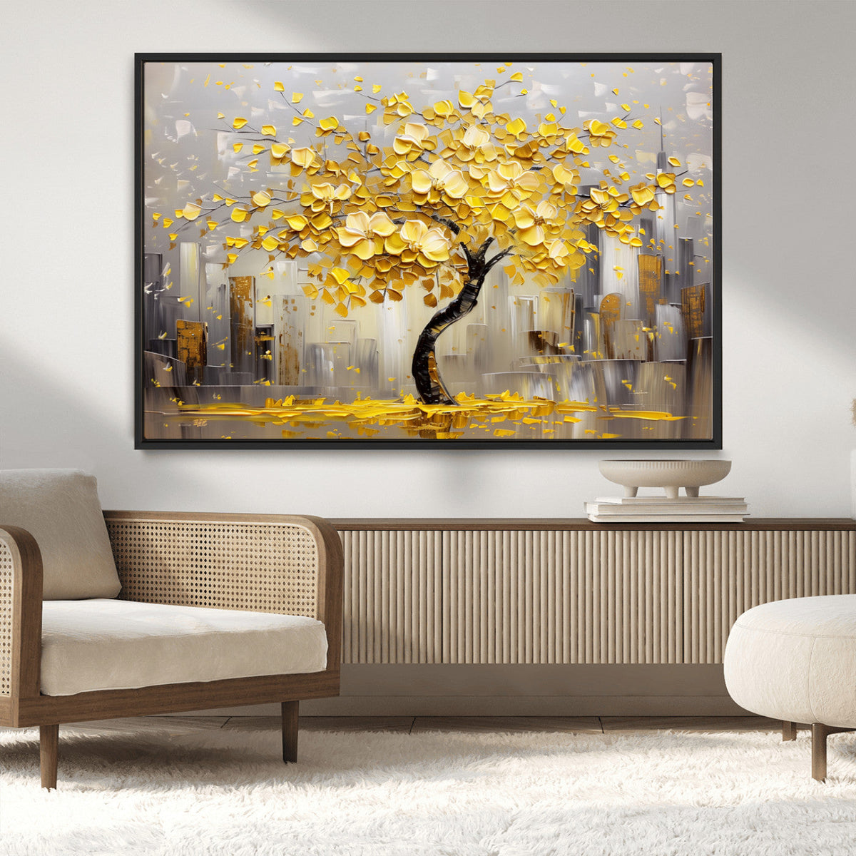 Golden Tree Canvas Print | Abstract Wall Art for Modern