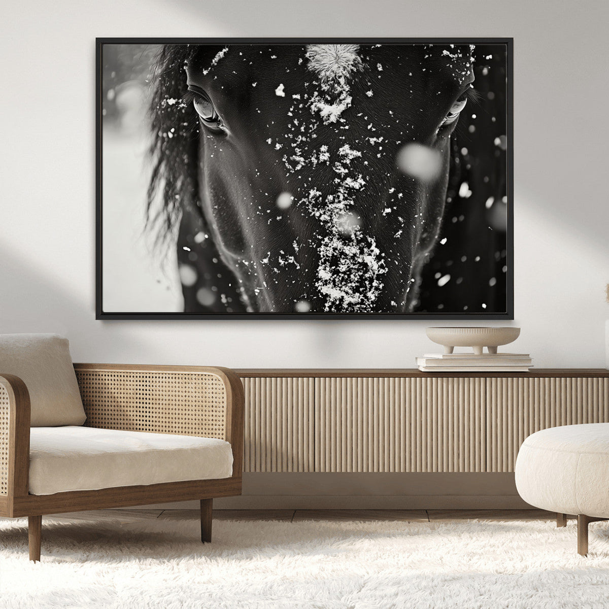 Winter Horse Snow Wall Art Canvas Print