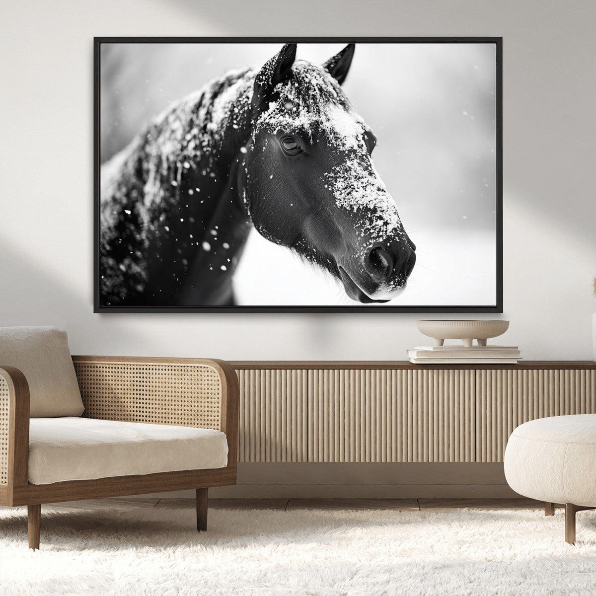 Horse Canvas Print - Winter Horse Snow Wall Art Canvas Print