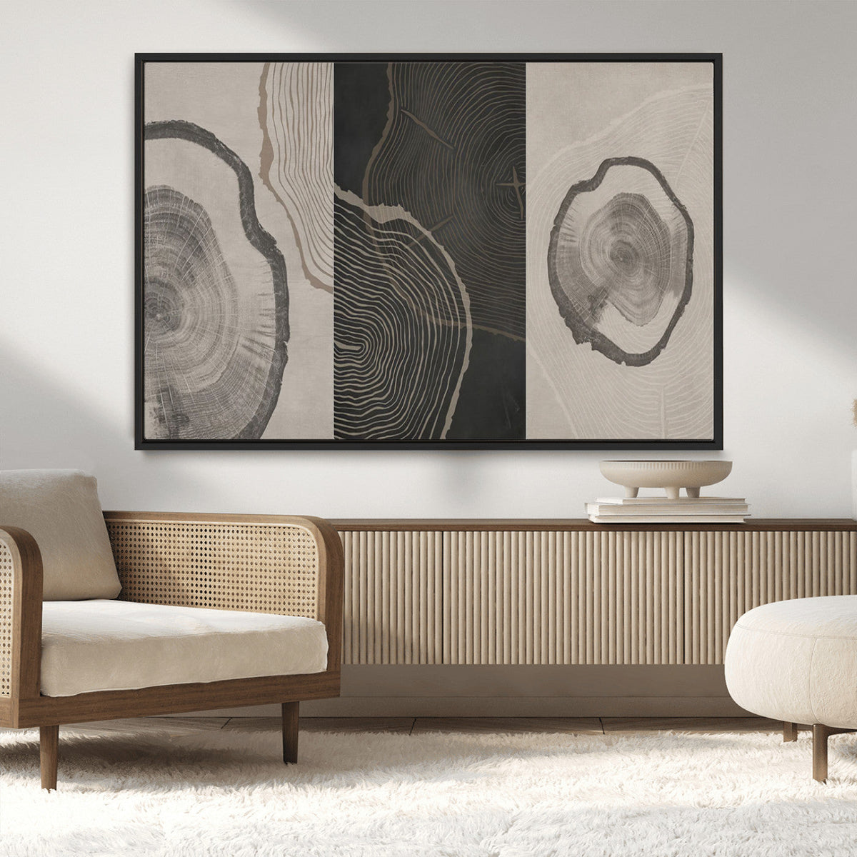 Minimalist Tree Rings Wall Art | Modern Abstract Canvas