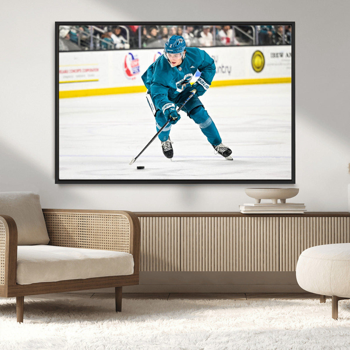 San Jose Sharks Ice Hockey Player Wall Art Canvas Print