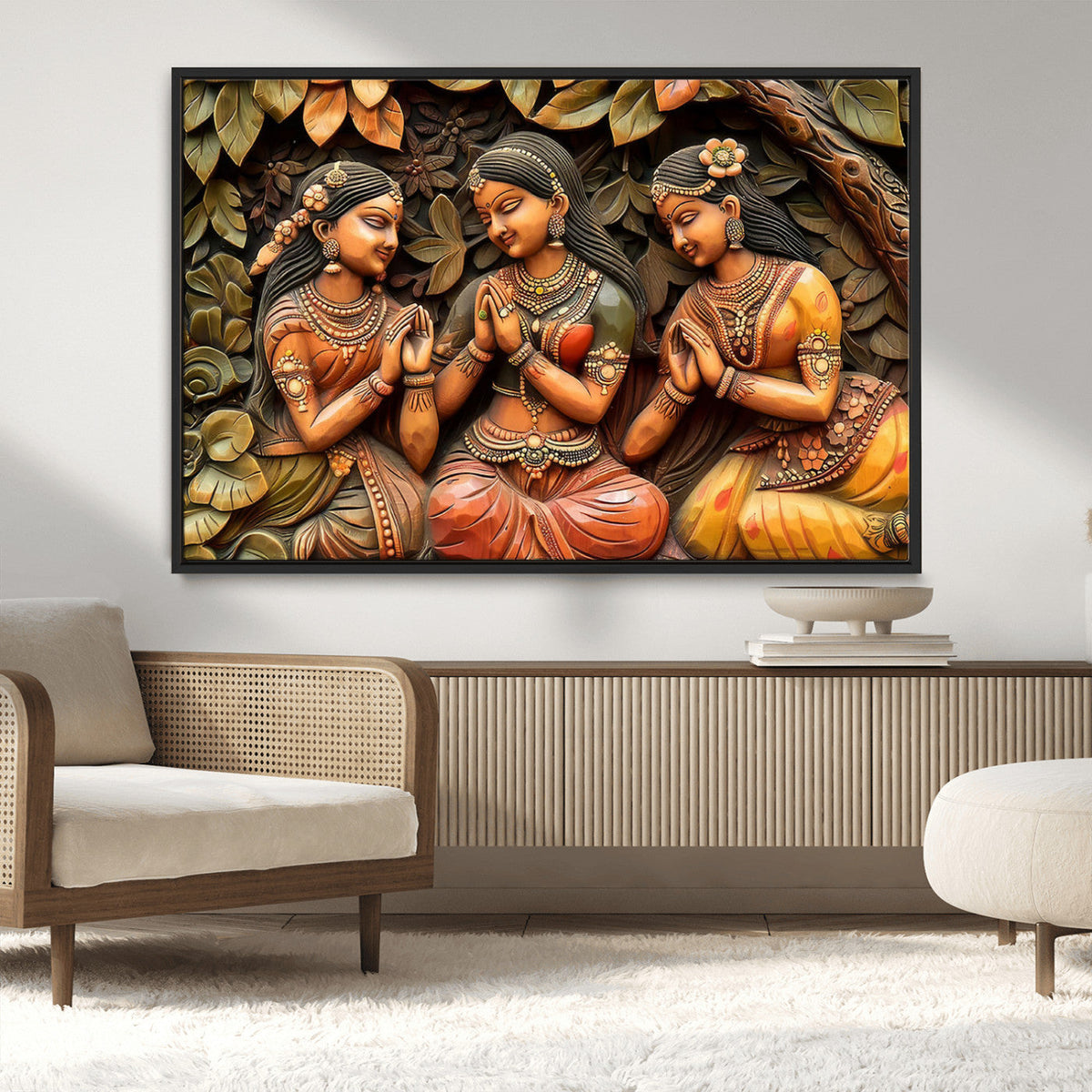 Indian Woman Statue Wall Art Canvas Print