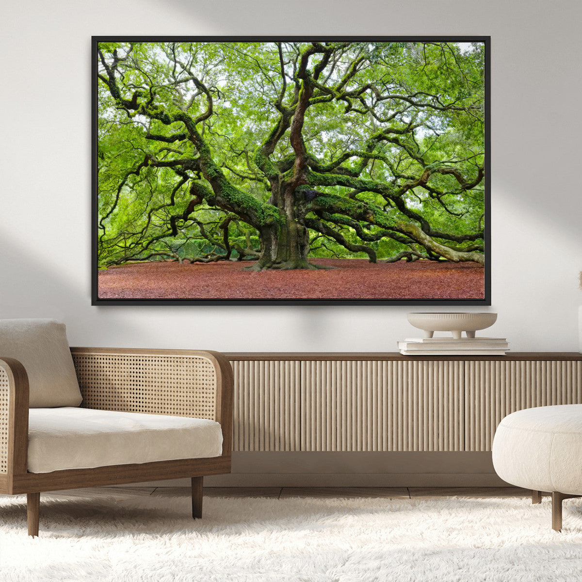 Framed Angel Oak Tree Wall Art - 3-Panel Canvas Prints,