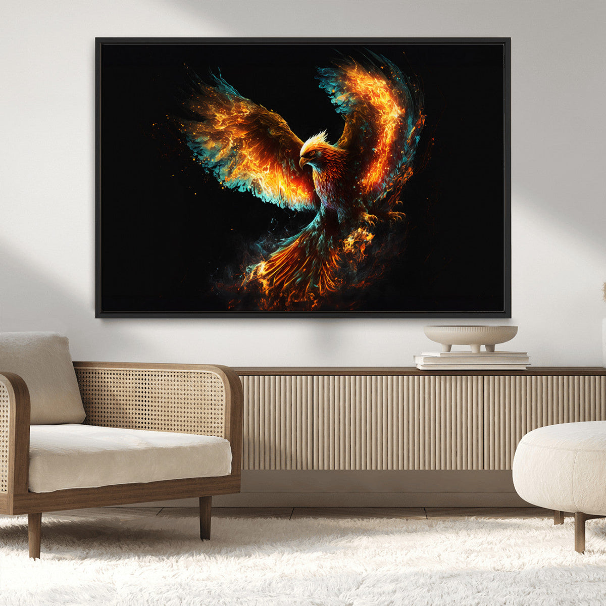 Fiery Phoenix Canvas Print | Ready to Hang Wall Art | Bold
