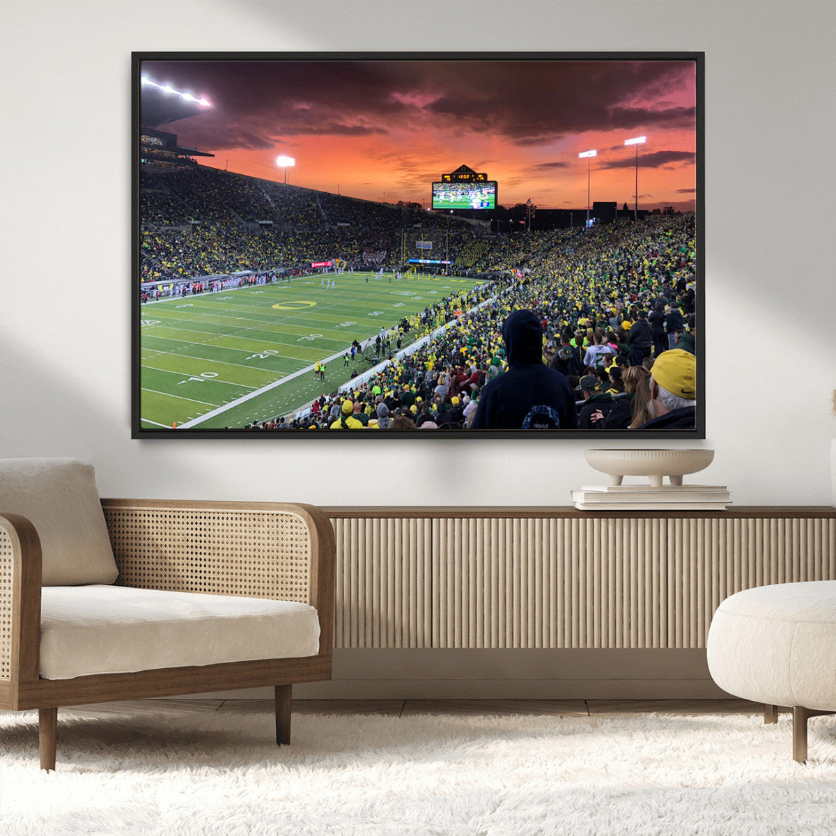 Eugene Autzen Stadium Canvas Wall Art Print – Sunset Over
