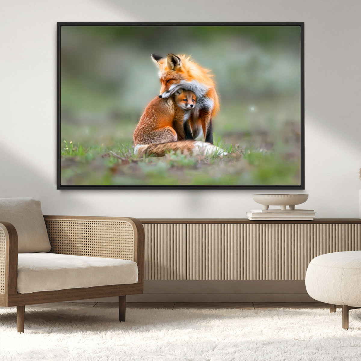 Heartwarming Fox and Baby Cub Wall Art | Ready to Hang