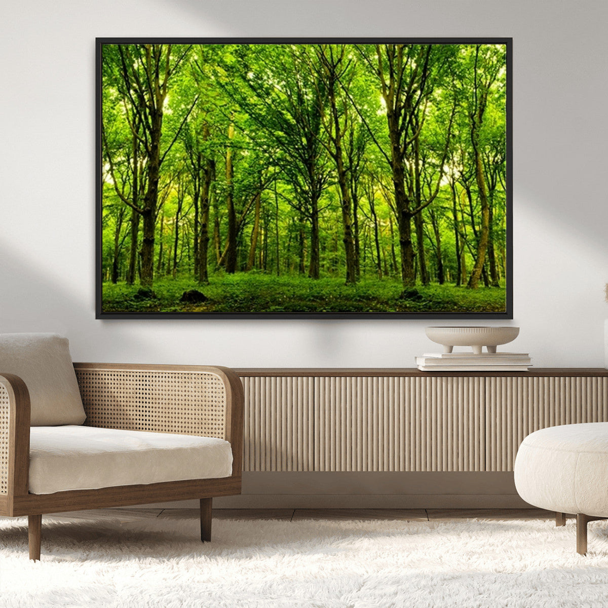 Lush Green Forest Canvas Print | 3-Panel Forest Wall Art |