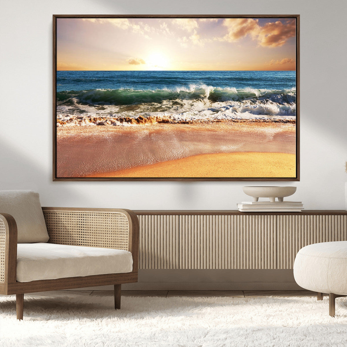 Serene Beach Path Canvas Art, Giclee Canvas Print with