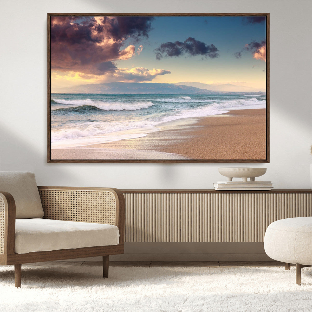 Cloudy Weather Beach Sunset Canvas Print | Sunrise Wall Art