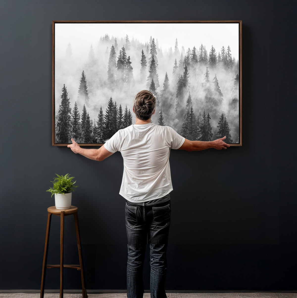 Forest Wall Art Print | Foggy Pine Forest Canvas Wall Art -