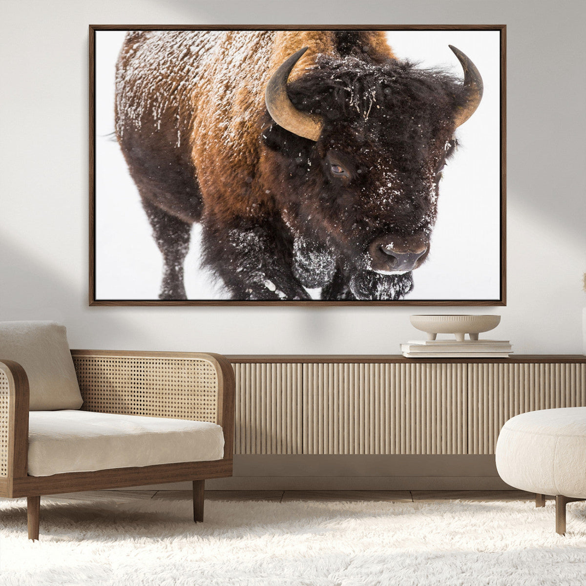 Bison Wall Art Canvas Print For Farmhouse, Wild Animal Wall