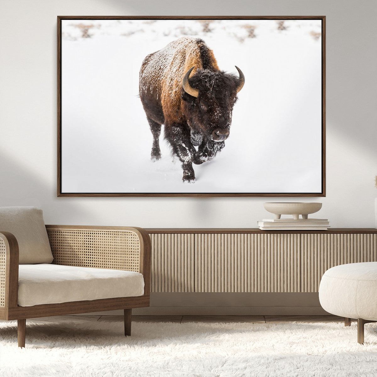 Bison Winter Wall Art Canvas Print For Farmhouse Decor